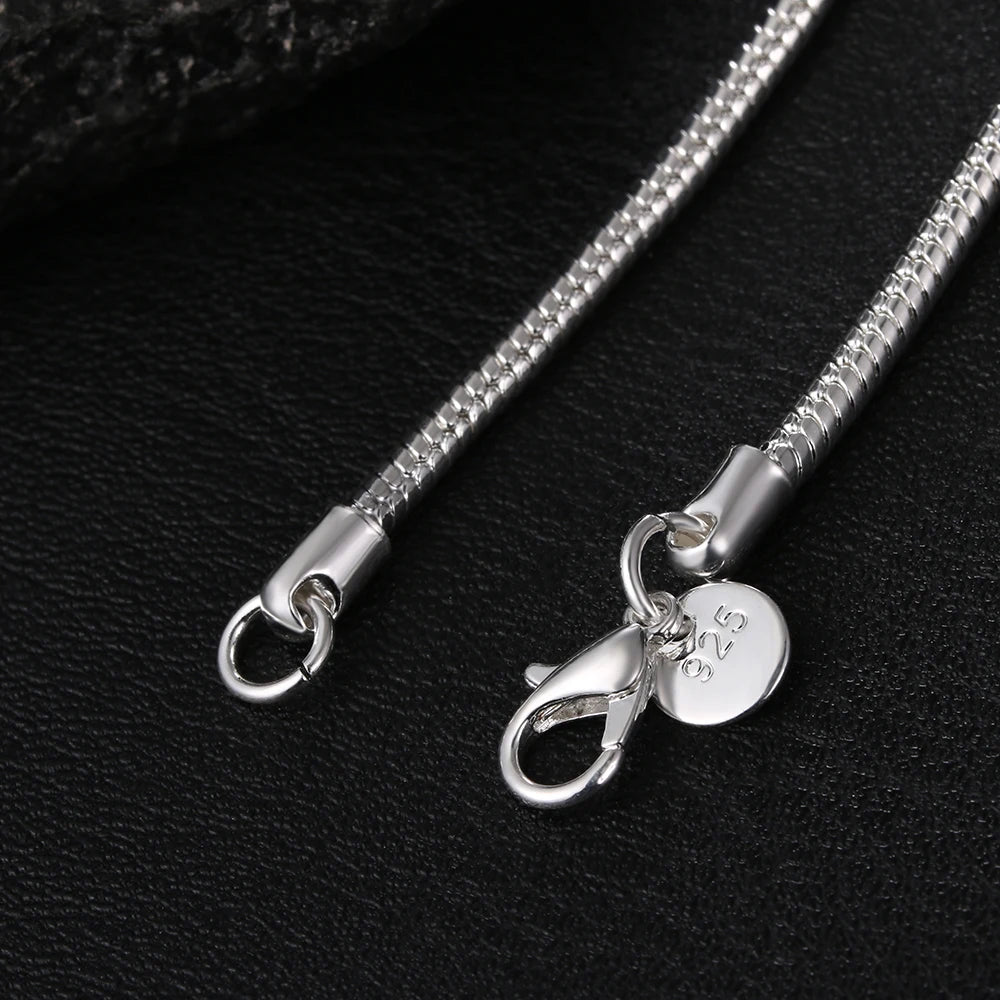 Elegant Adjustable 925 Sterling Silver Snake Chain Necklace (40-75cm)