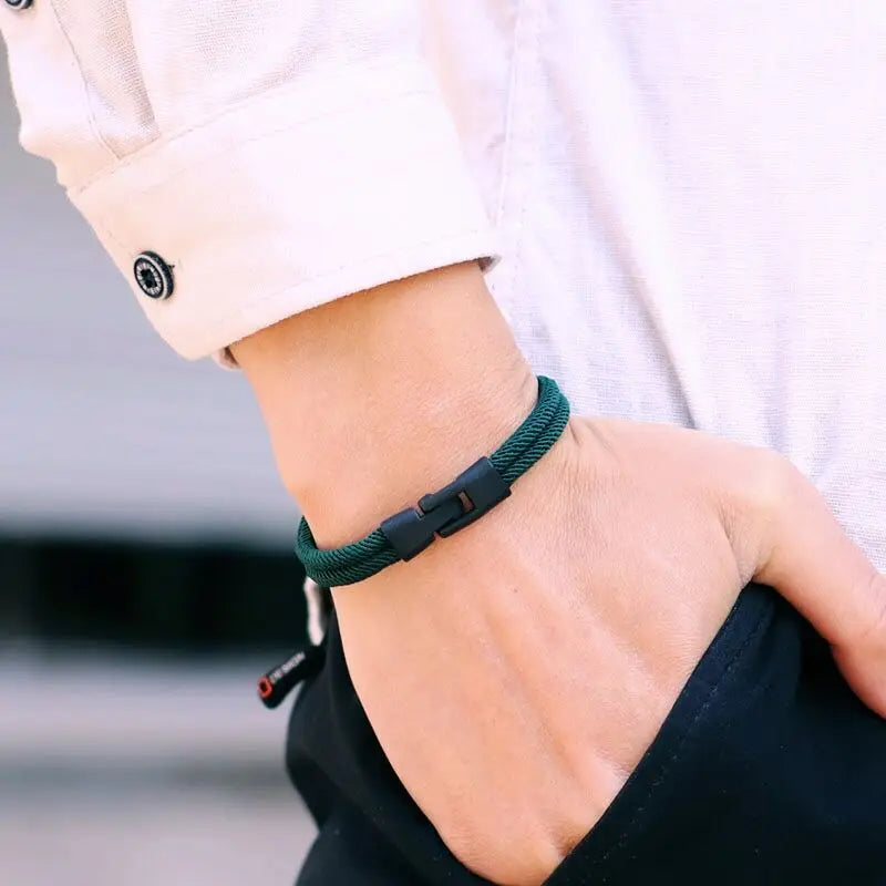 Men's Versatile Double Layer Charm Bracelet - Ethnic-Inspired Stackable Accessory for Everyday Style