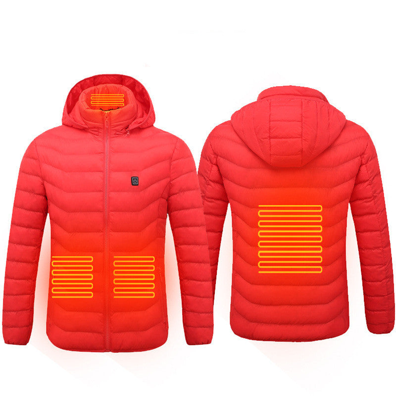 Men's Electric Heated Ski Jacket with Insulated Hood and 9 Heat Zones