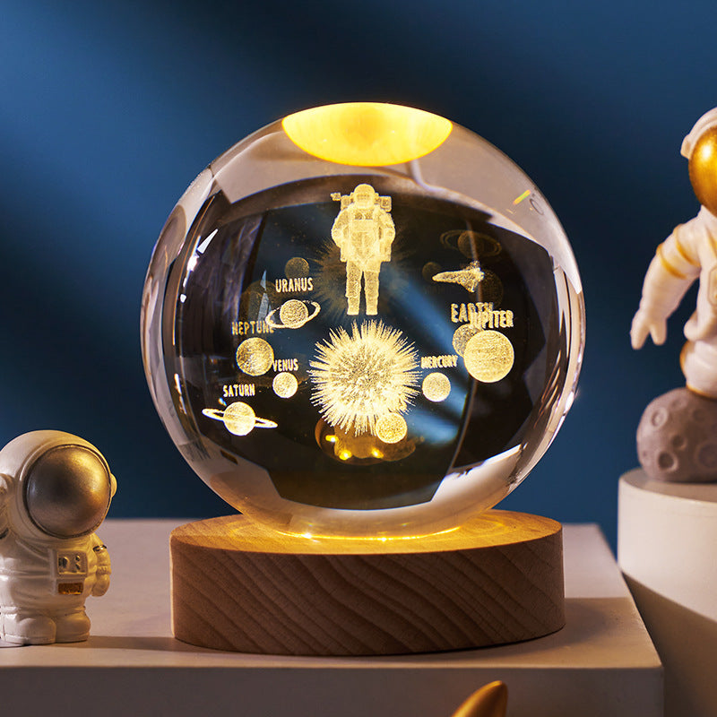 Celestial Wonder 3D Planetary Crystal Ball Lamp – Enchanting Star Projection Night Light for Unique Gifting