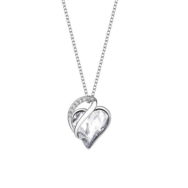 Chic Geometric Heart Pendant Necklace in 925 Silver