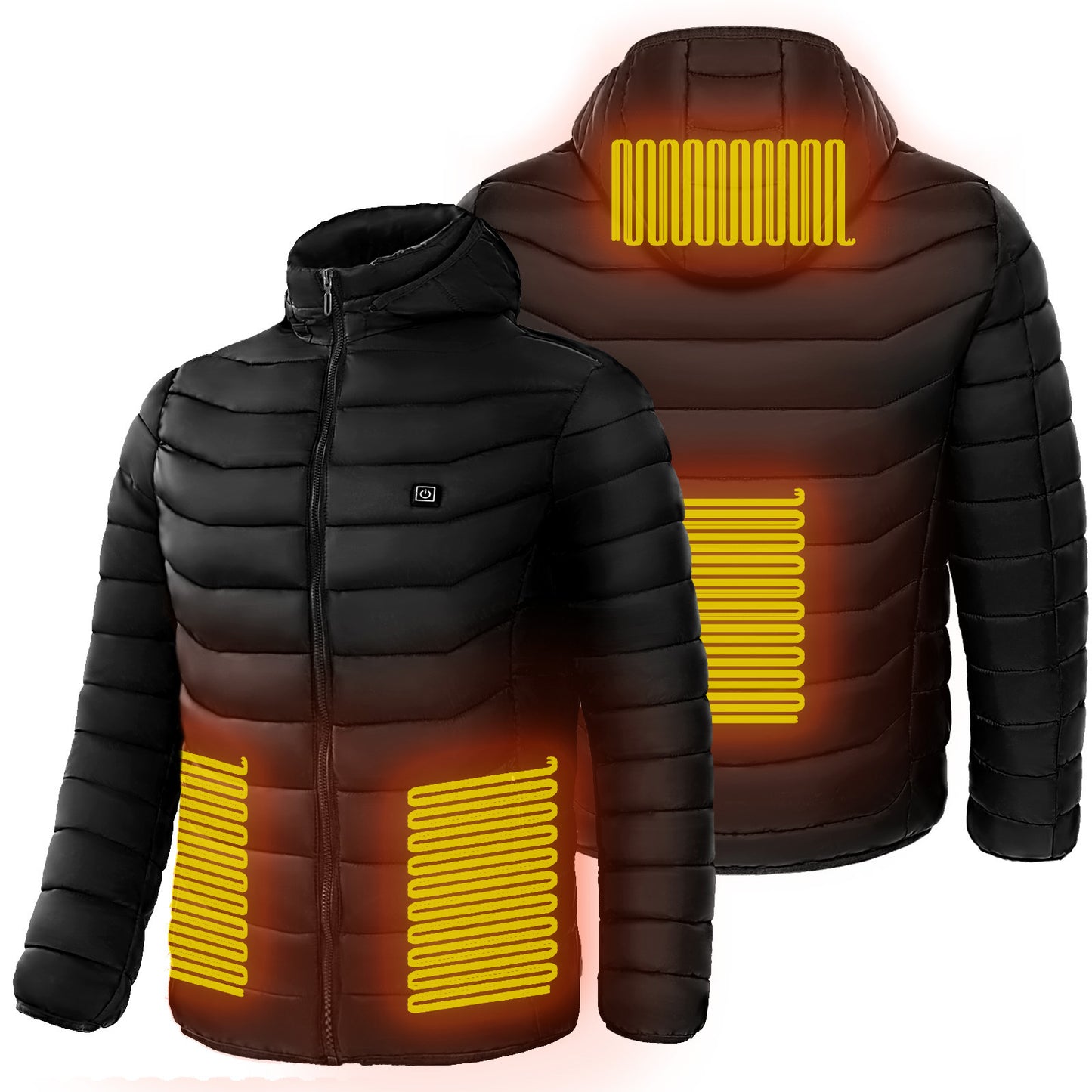 Men's Electric Heated Ski Jacket with Insulated Hood and 9 Heat Zones