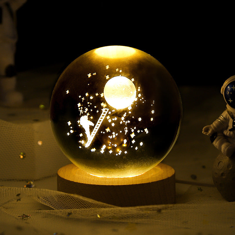 Celestial Wonder 3D Planetary Crystal Ball Lamp – Enchanting Star Projection Night Light for Unique Gifting