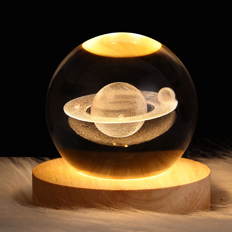 Celestial Wonder 3D Planetary Crystal Ball Lamp – Enchanting Star Projection Night Light for Unique Gifting