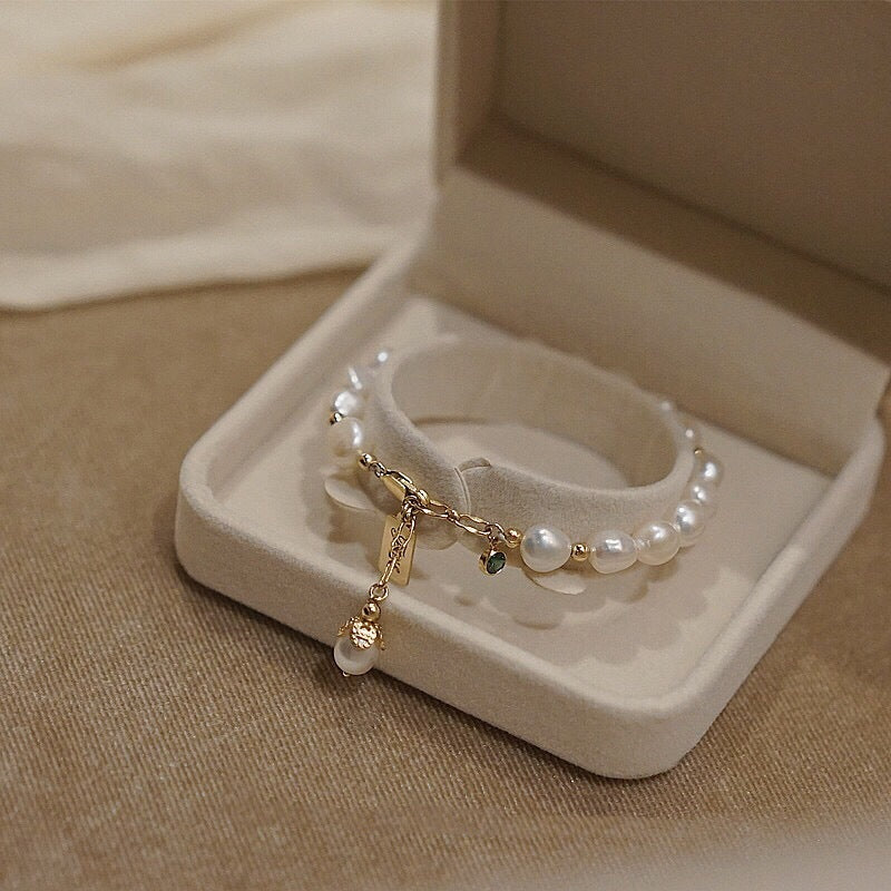 Elegant Saint Denis Natural Pearl and Zirconia Bracelet